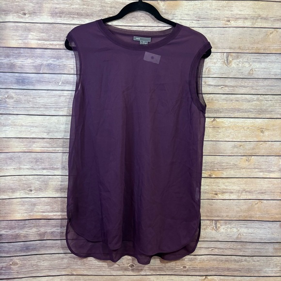 VINCE Silk Blend Purple Sheer Tank Size Large - Picture 2 of 6